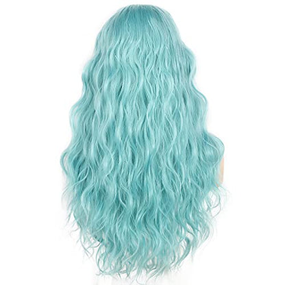 22 Inch Blue Free Part Lace Front Loose Curly Wigs