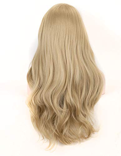 Golden Ash Blonde Long Wavy Lace Front Wig