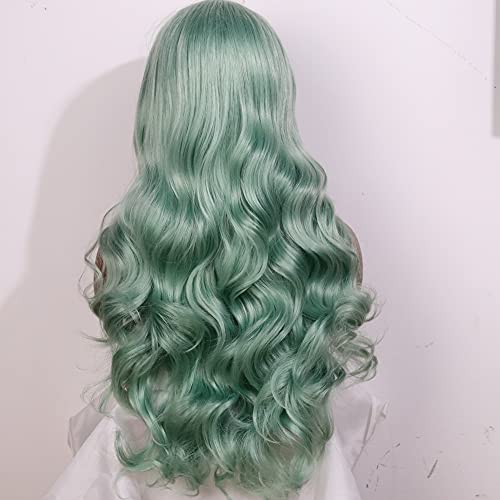 22inch Mint Green Loose Wave  Lace Front Wig|Free Part DragQueen|Women