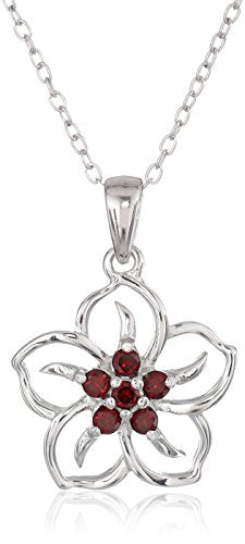 Sterling Silver Topaz Flower Pendant Necklace, 18" December birthstone