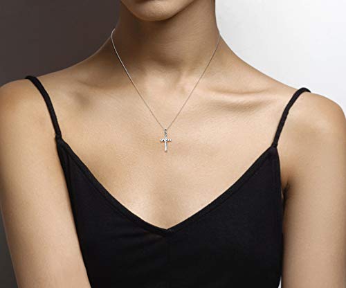 925 Sterling Silver Italian Solid Cross Pendant Necklace