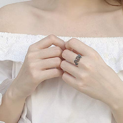 925 Sterling Silver Leaf Vintage Ring for Women