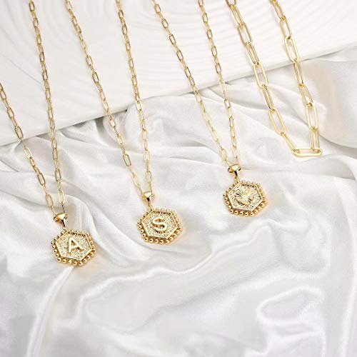 Dainty layered Initial necklace set, Necklaces for Women, Gold Initial Disc Necklace, Boho Gold Necklace, Double Layered Letter Necklace.