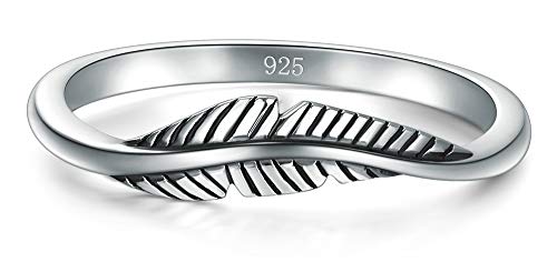 925 Sterling Silver Ring, Feather Ring Size 6