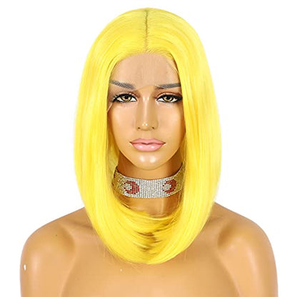 Yellow Bob HD Lace Front Wigs for Women
