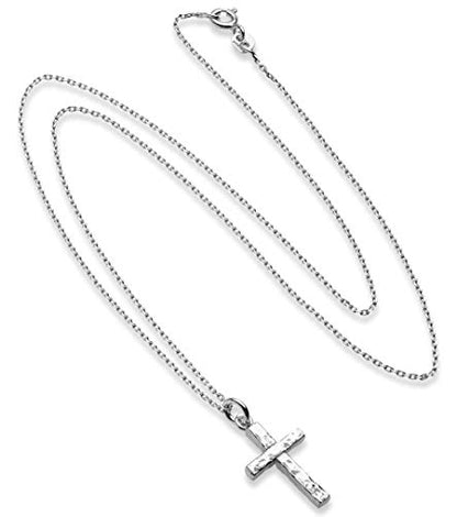 925 Sterling Silver Italian Solid Cross Pendant Necklace