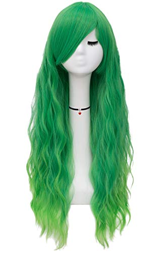 Long Curly Wavy Green Hair Wig