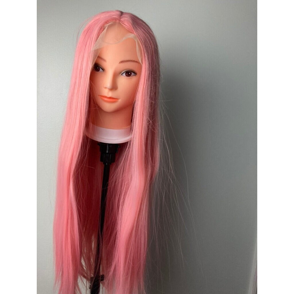 Pink Wig,Natural Straight Lace Wig,Lace Front Wig,Middle Part Pink Wig,Long Baby Pink Wig,Pink Lace Front Wig,Cosplay Wigs For Women Drag