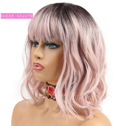 Ombre Pink Straight Bob Wig with Bangs|Trending Bob Hair Styles