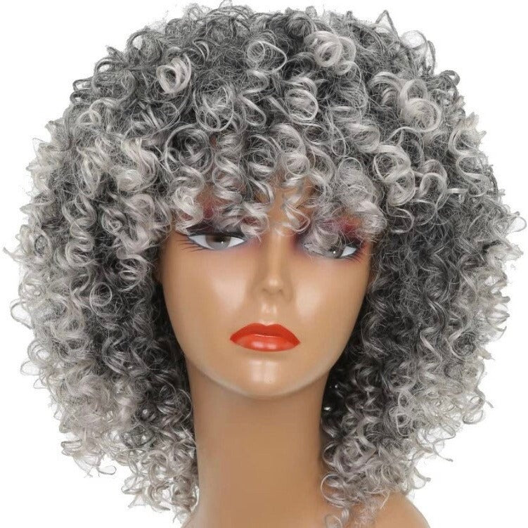 14inch AFRO Kinky Ombré Gray | GREY Full Wig