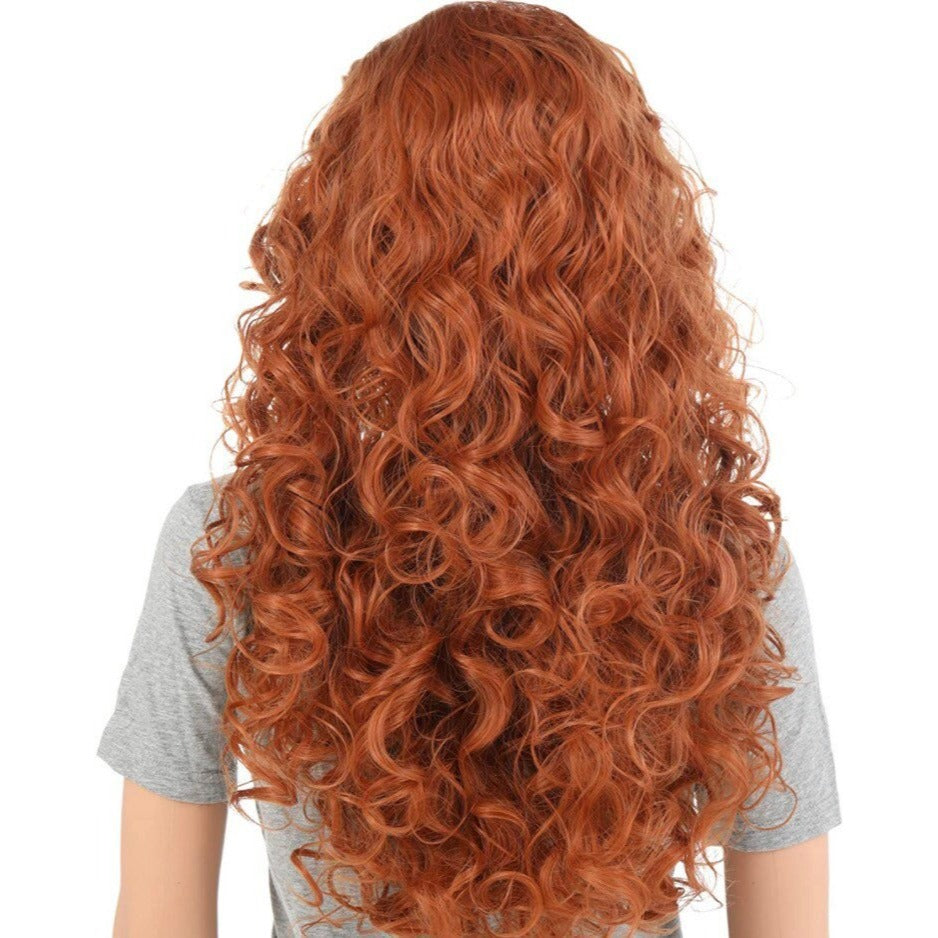 DRAGQUEEN-WOMEN Long Curly Wavy Full Head Fox Red Wigs