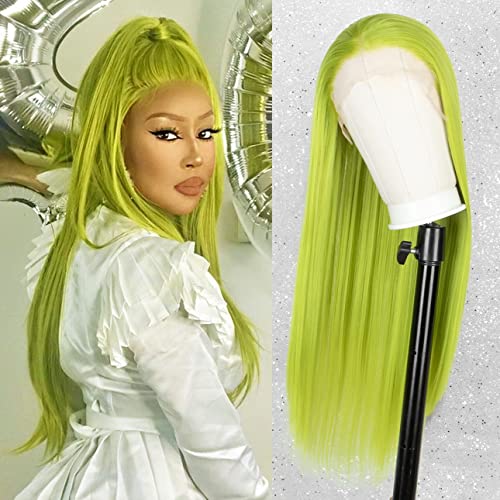 Long Straight Neon Green Lace Front Wig For Women DRAGQUEEN