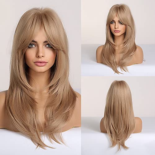 Ash Blonde Long Full Blonde Wigs for Women