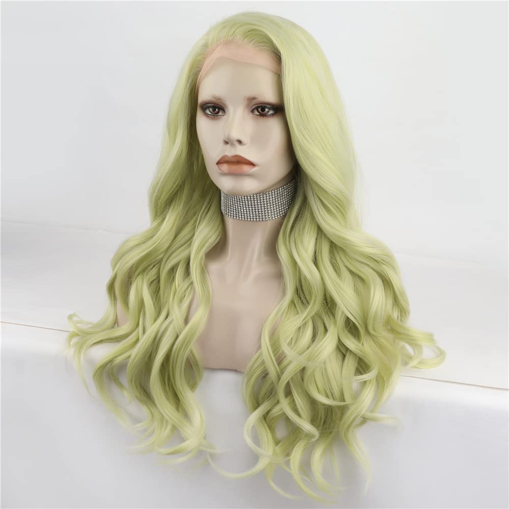 green hair dark green hair black green hair wigs hairstyles wigs wigs costumes wig wig with bangs wig shop wigs online wigs shops, Light Green Lace Front Wig Long Wavy