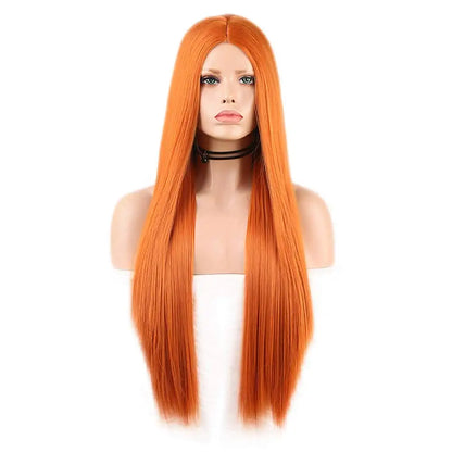 Orange Long Straight Hair Wigs