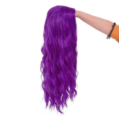 Long Curly Wavy Middle Part Purple Wig