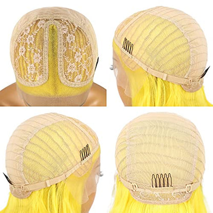 Yellow Bob HD Lace Front Wigs for Women
