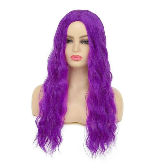 Long Curly Wavy Middle Part Purple Wig