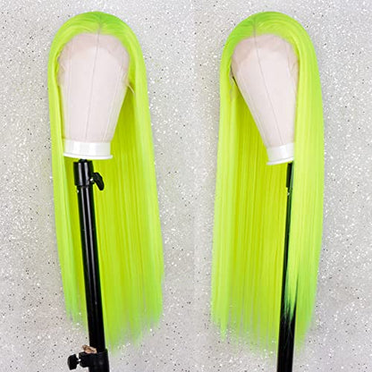 Fluorescent Green Long Straight Lace Front Wig