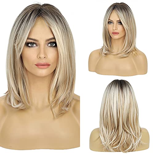 Full Layered Long Blonde Wigs with Bangs  for Women