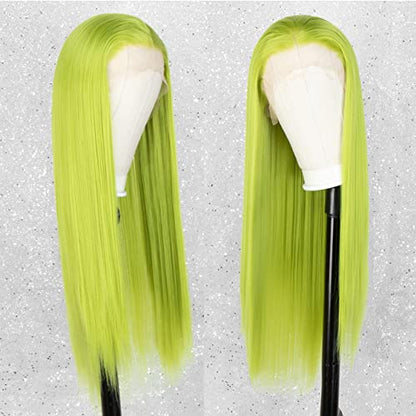 Long Straight Neon Green Lace Front Wig For Women DRAGQUEEN