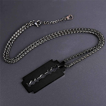 Razor Blade Necklace Gothic For Men Women Stainless Steel Edgy Emo