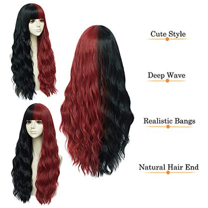 Long Black and Red Body Wavy Wig