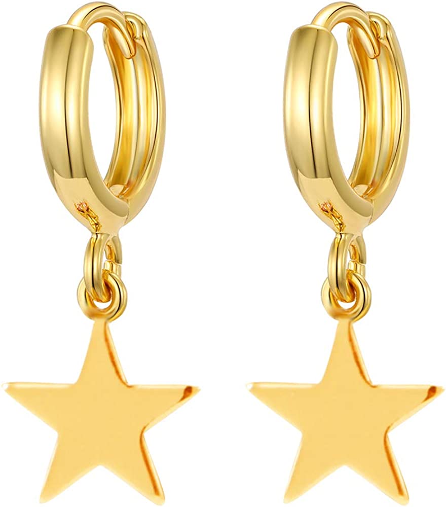Star Gold Plated Small Dangle Earrings