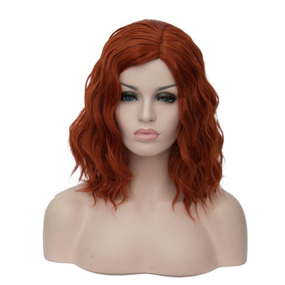 copper brown wig HAIR Synthetic Curly Bob Wig with Bangs Short Bob Wavy Hair Wigs Wine Red Color Wigs for Women Bob Style Synthetic Heat Resistant Bob Wigs.