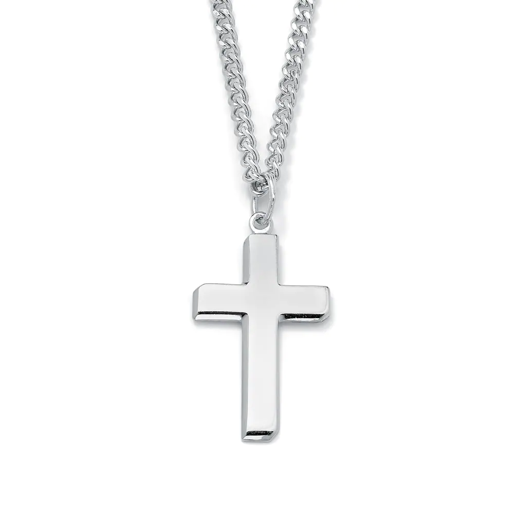 Sterling Silver Men'S Cross Pendant Necklace