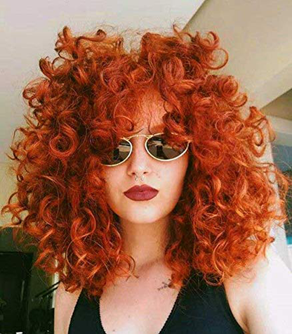Orang Short Bob Afro Curly Wigs For DragQueen/Women