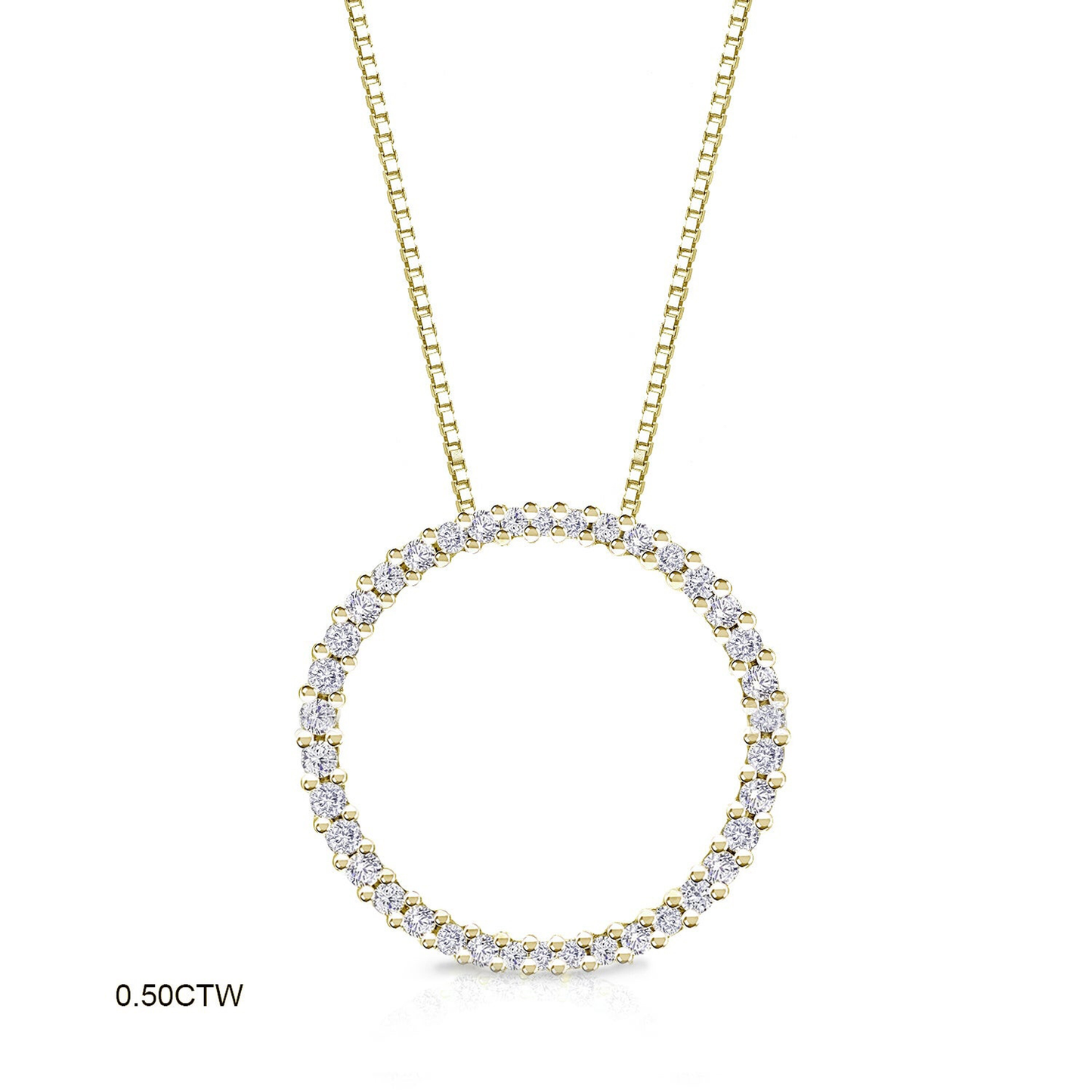 Auriya 0.15 to 1 1/2Ctw Diamond Circle Necklace 14K Yellow Gold
