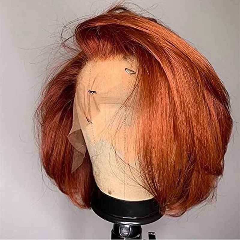 Short Bob Straight Brazilian Human Hair Lace Wig|Ginger Red 