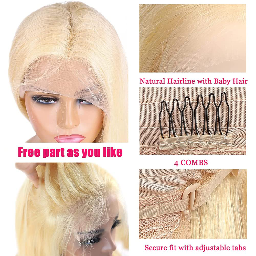 13X4 HD Blonde Straight Lace Front Human Hair Wig With Baby Hair 
