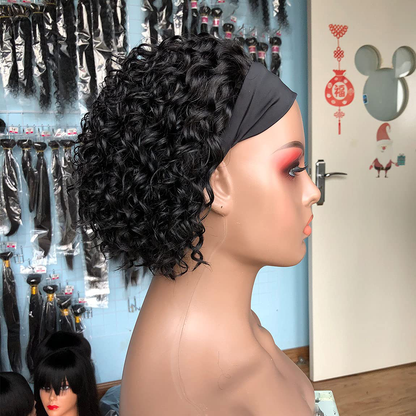 Short Curly Pixie Cut Headband Human Hair Wigs|Headband Wigs For Women