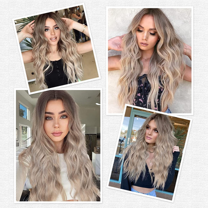24Inch Ombre Ash Blonde Middle Part Non Lace Wig 