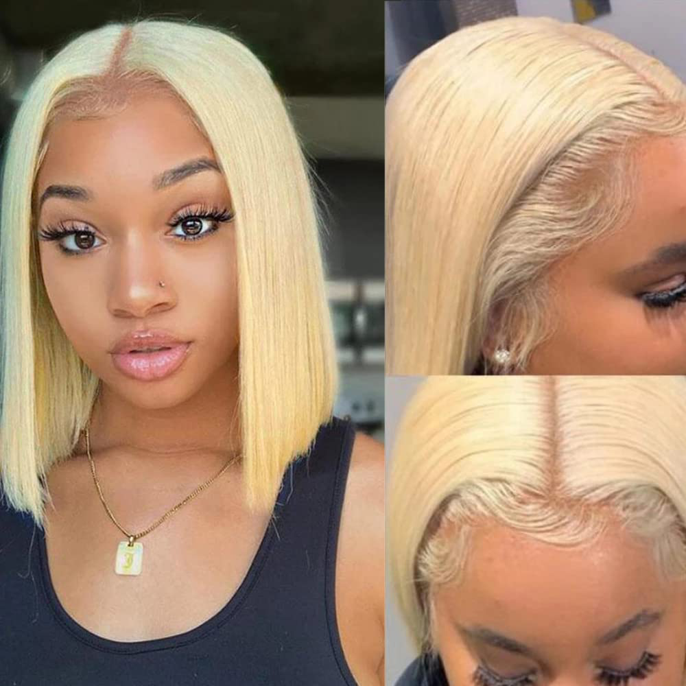 Short Bob 613 Middle Part T Part Lace Frontal Human Hair Wig
