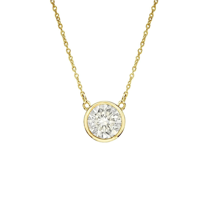14K Gold Bezel-Set - 4mmSolitaire Diamond Necklace 