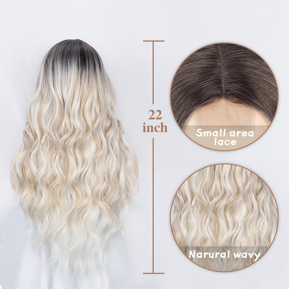 Long Platinum BlondeMiddle Part  Wavy Full Wig |Non Lace Wig