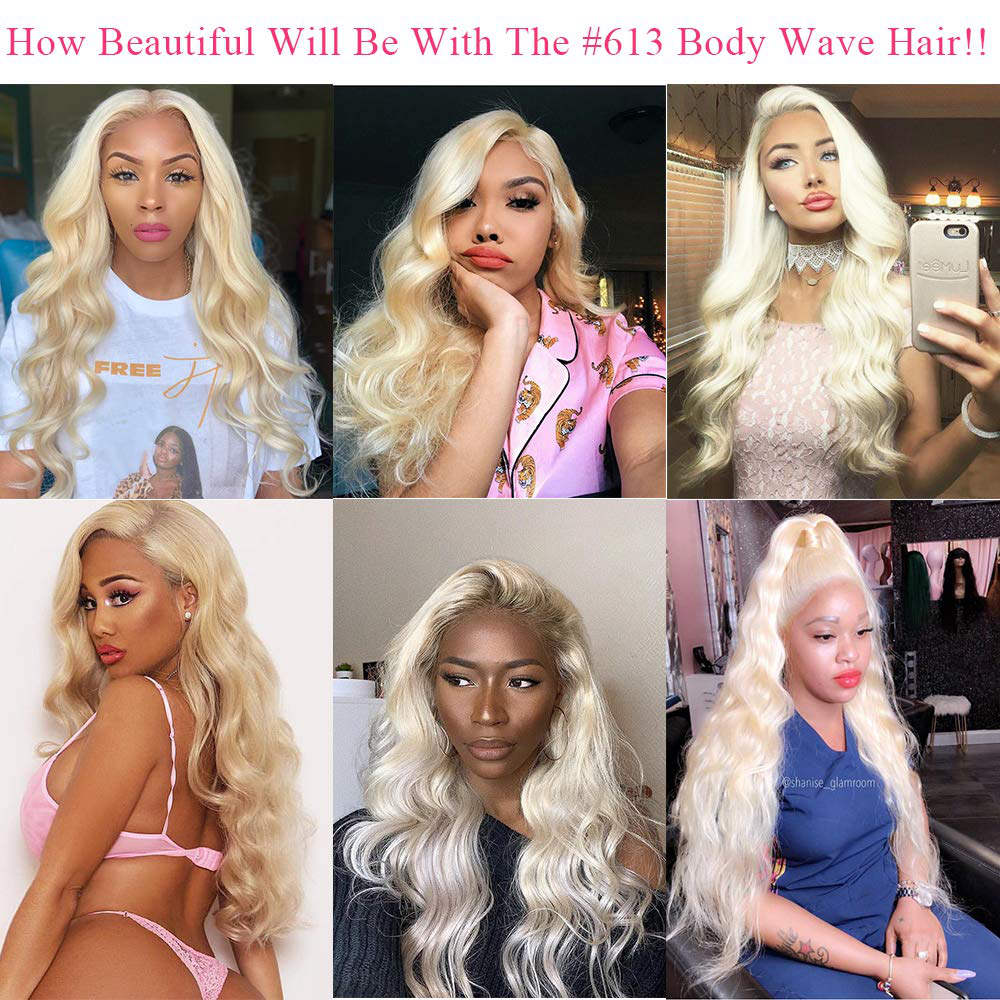 Blonde 613 Color Human Hair Weave with Lace Frontal ( Bundles with Frontal)