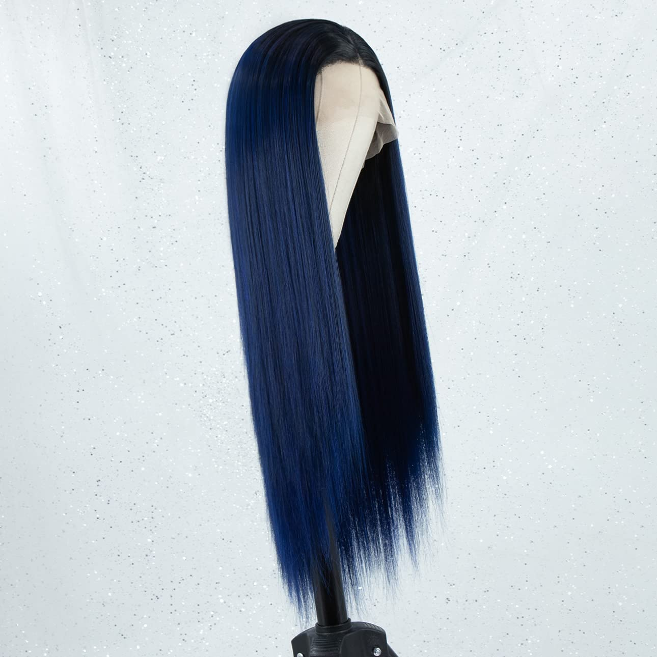Ombre Blue Long Silky Straight Lace Front Wig 