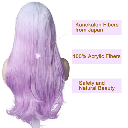 Long Wavy Ombre Purple HD Lace Front Wigs