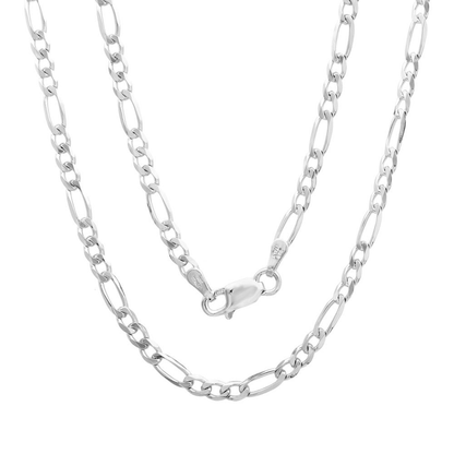 Sterling Essentials Italian Silver 3Mm Diamond-Cut Figaro Chain Necklace (16-30 Inch)