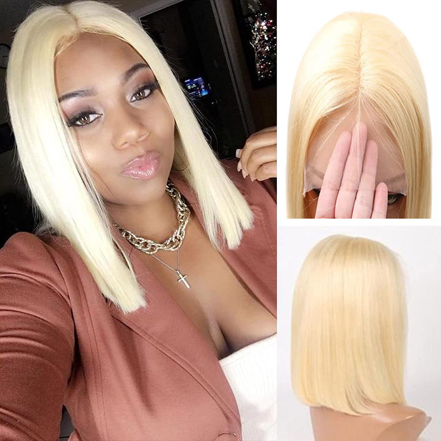 Short Bob 4x4 HD Transparent Lace Pre Plucked Hairline with Baby Hair |613 Human Hair Wig
