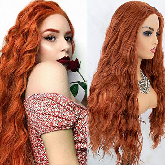 Auburn Copper Red Long Wavy Lace Front Wig |22 Inches