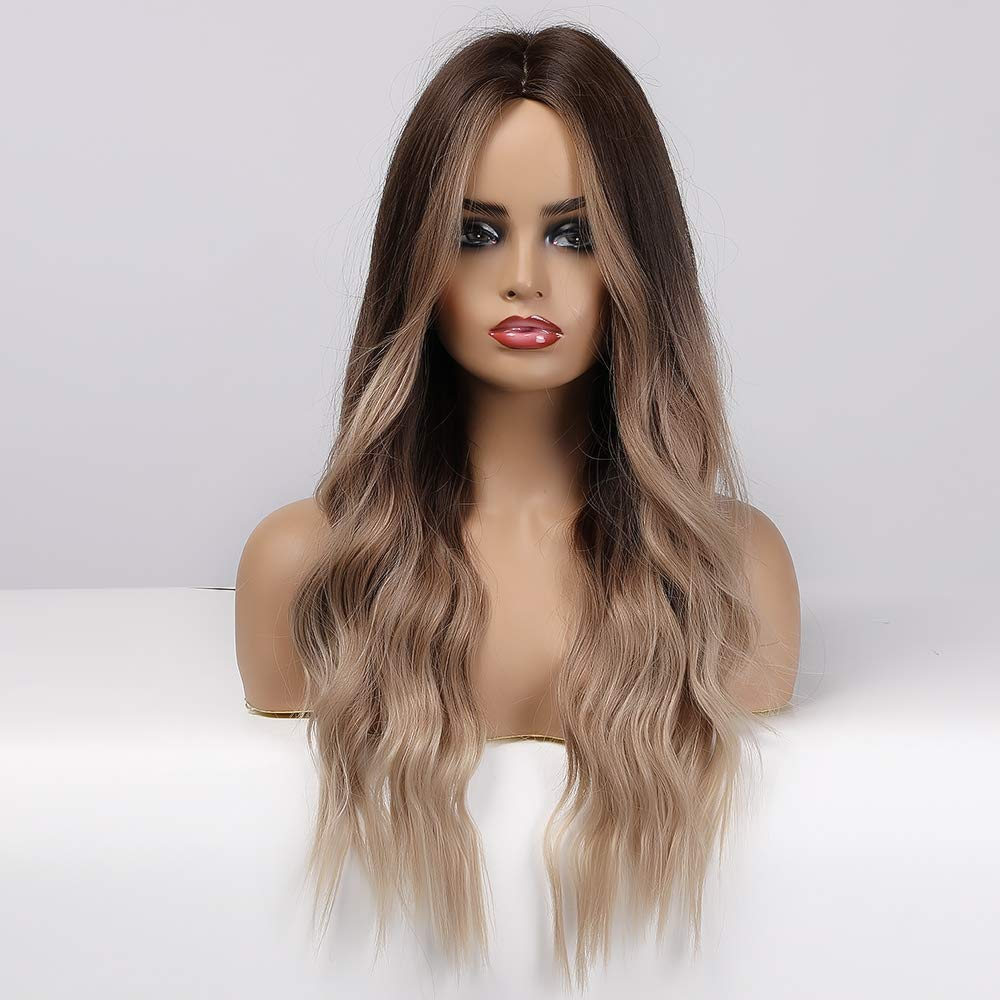  Ombre Brown to Blonde Long Natural Wave Wig