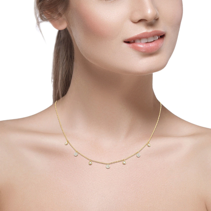 14KT Gold and Diamond Station Drops Fashion Necklace