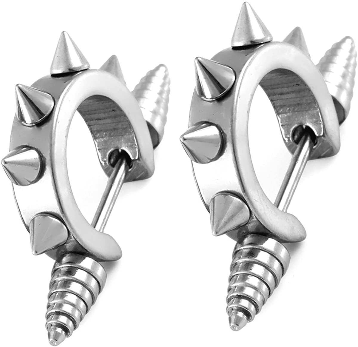  Spike Rivet Stainless Steel Stud Earrings 