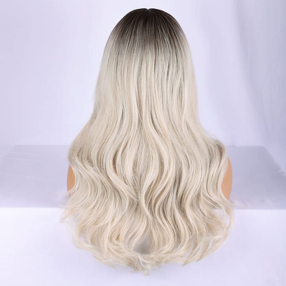 Long Ombre Platinum Blonde Wigs for Women 