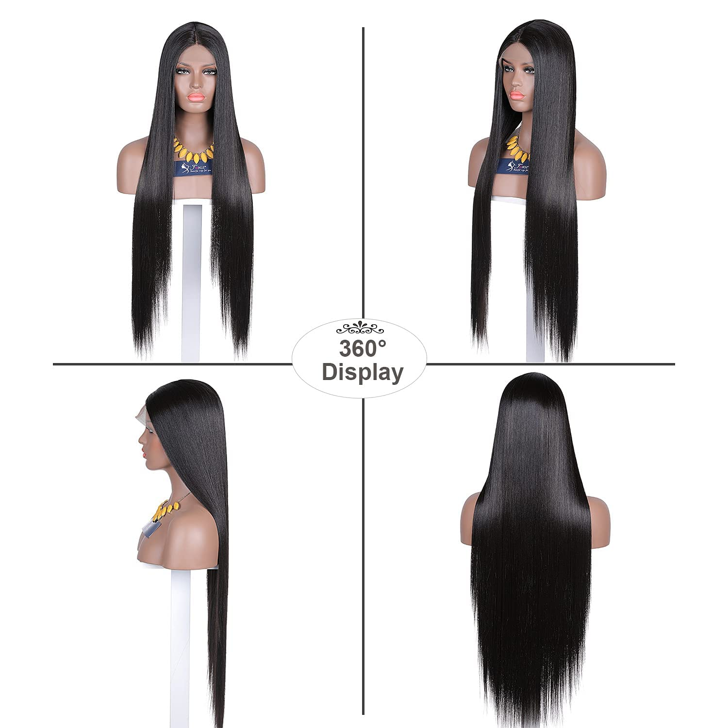 Black Long Straight 30Inch Glueless HD Lace Front Wig 
